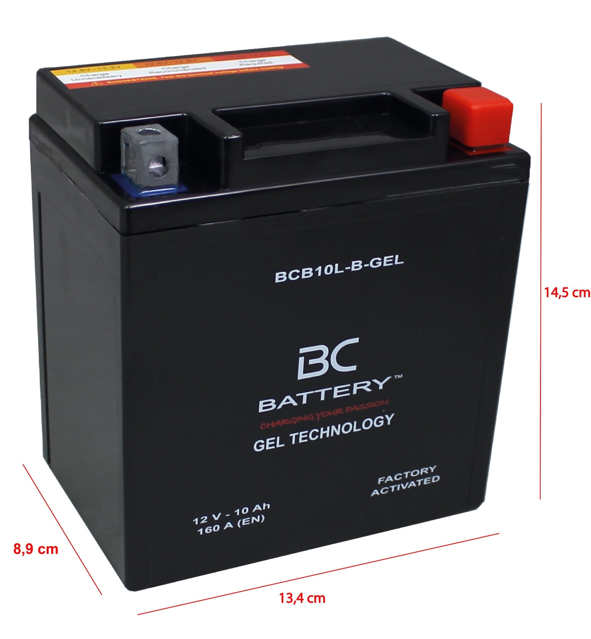 BCB10L-B-GEL| Batteria Moto al GEL,YB10L-B/A2, 12V, 10Ah, CCA:160Amp, 134x89x145mm - BC Battery Italian Official Website