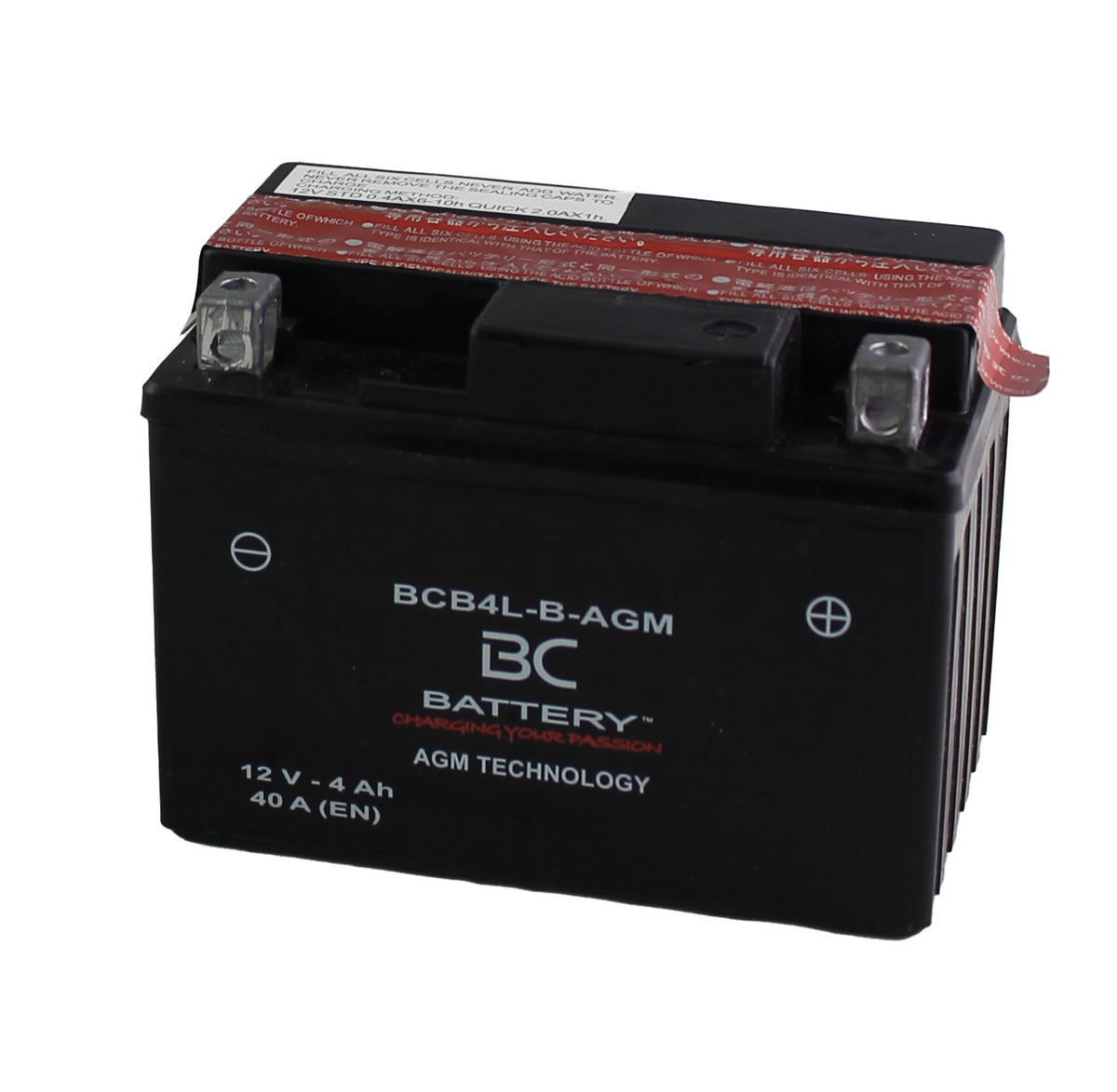 BCB4L-B-AGM| Batteria Moto AGM,YB4L-B/A, 12V, CCA: 4Amp, 40CCA,120x70x91mm - BC Battery Italian Official Website