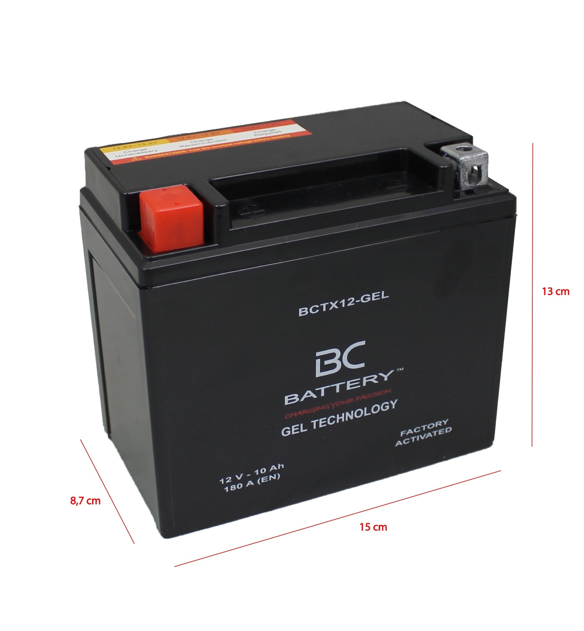 BCTX12-GEL| Batteria Moto al GEL,YTX12-BS, 12V, 10Ah, CCA: 180Amp,150x87x130mm - BC Battery Italian Official Website