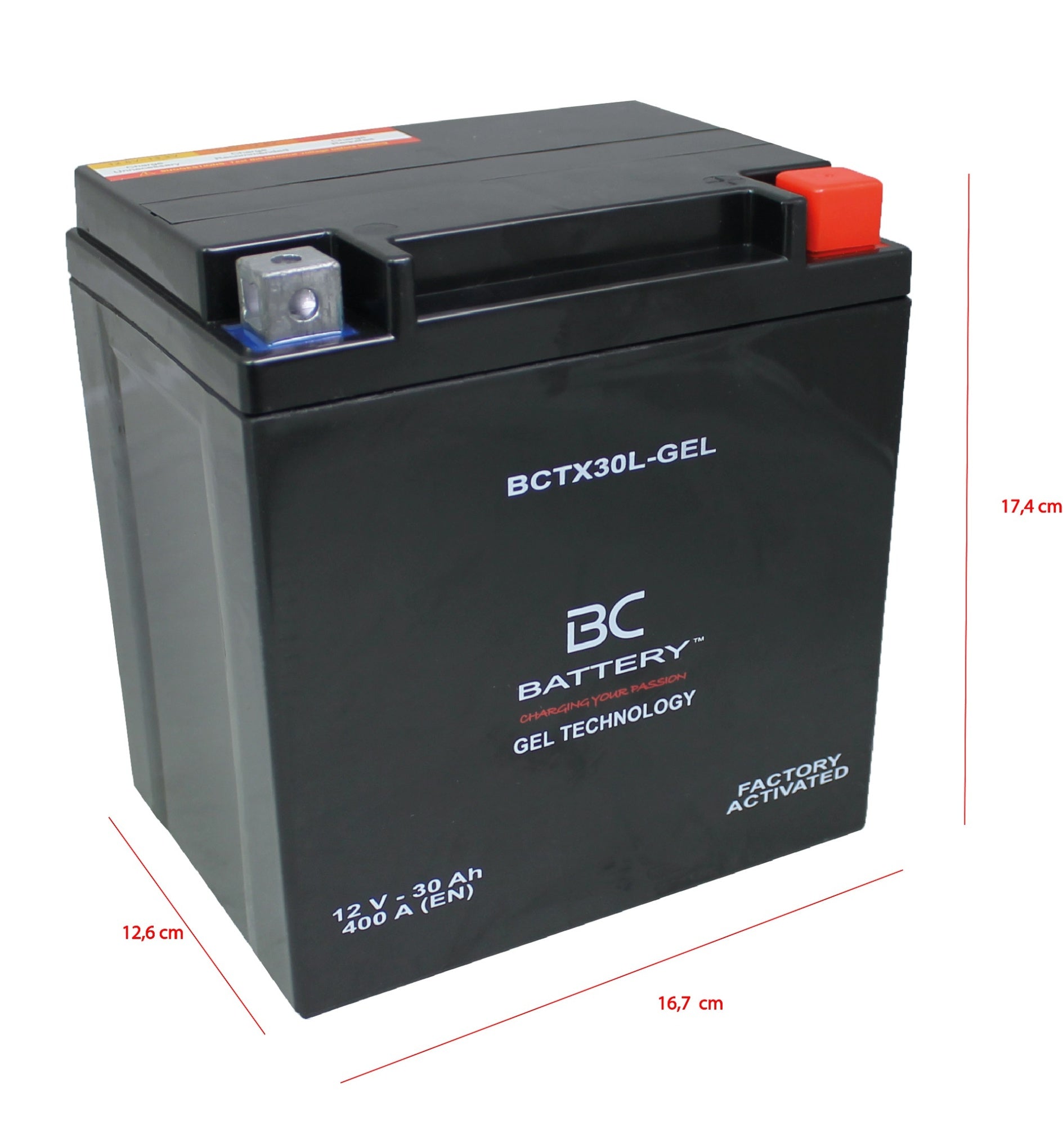 BCTX30L-GEL| Batteria Moto al GEL,YIX30L-BS,12V,30 Ah, CCA: 400Amp,167x126x174mm - BC Battery Italian Official Website