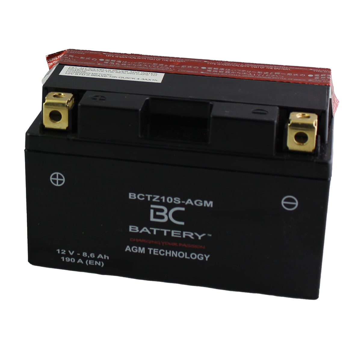 BCTZ10S-AGM| Batteria Moto al AGM,YTZ10S, 12V, 8,6 Ah, CCA:190Amp,150x87x93mm - BC Battery Italian Official Website