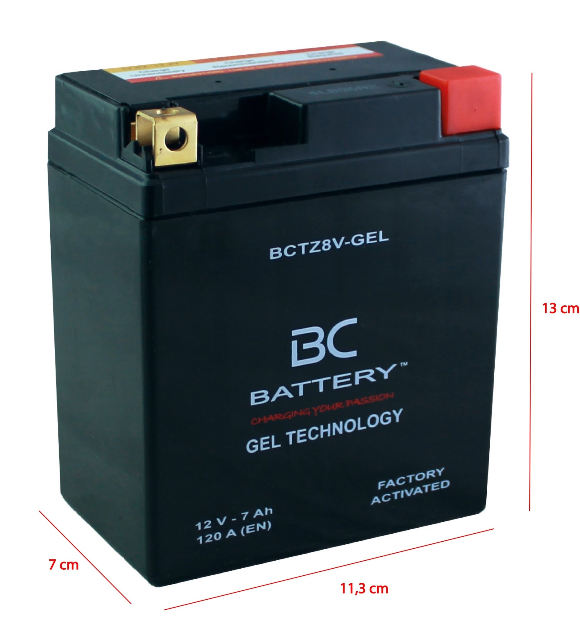 BCTZ8V-GEL| Batteria Moto al GEL,YTZ8V,12V,7 Ah, CCA: 120Amp,113x70x130mm - BC Battery Italian Official Website