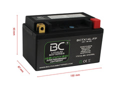 BC Lithium Batteries BCTX14L-FP Batteria Moto Litio LiFePO4, 1 kg, 12V, YTX14L-BS / GYZ16HL - BC Battery Italian Official Website