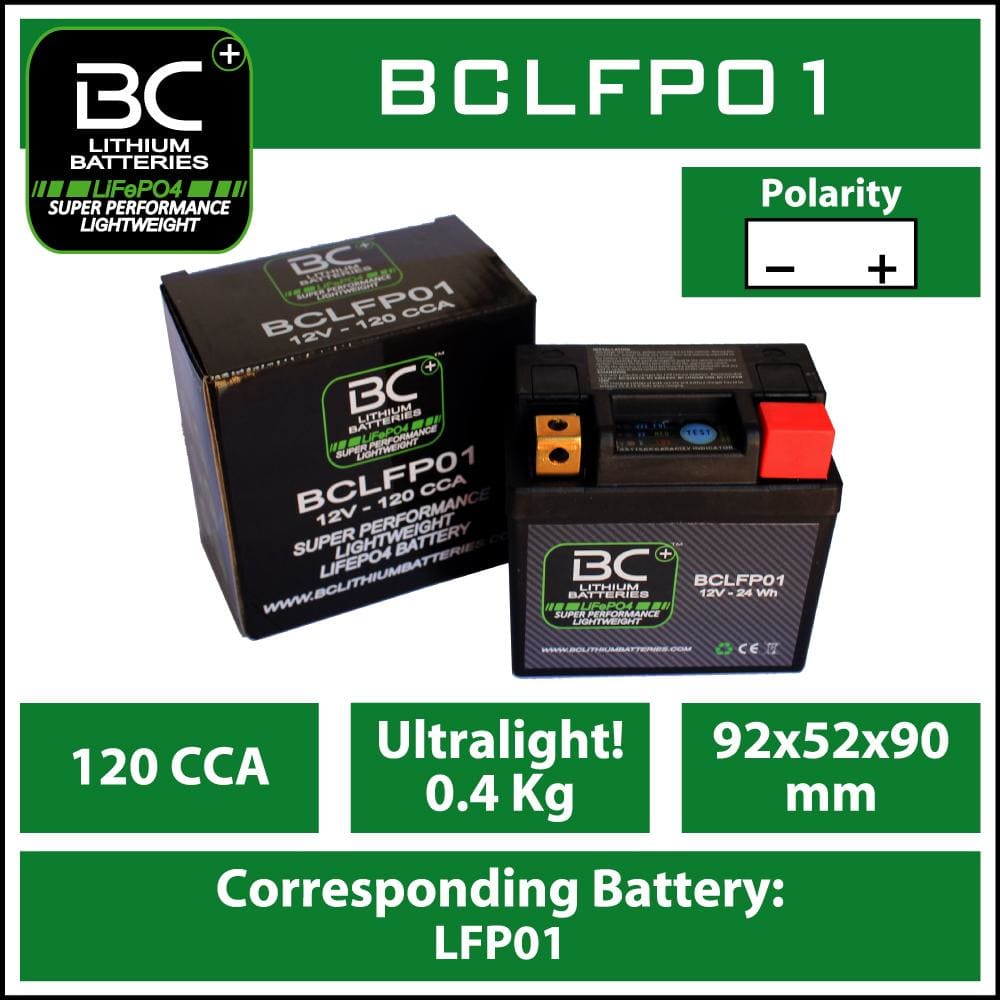 BC Lithium Batteries BCLFP01 Batteria Moto Litio LiFePO4, 0,4 kg, 12V, LFP01 - BC Battery Italian Official Website