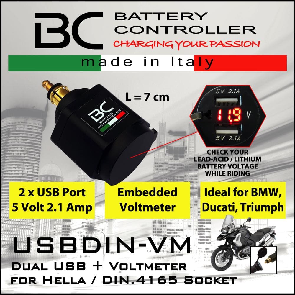 Caricabatteria USB Doppio con Voltmetro per Prese Accensigari BMW (12mm) - BC Battery Italian Official Website